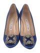 Manolo Blahnik Satin Crystal Embellishments Pumps