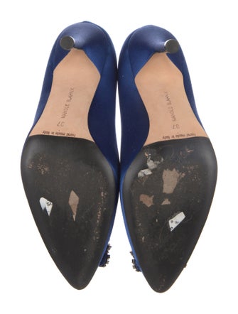Manolo Blahnik Satin Crystal Embellishments Pumps