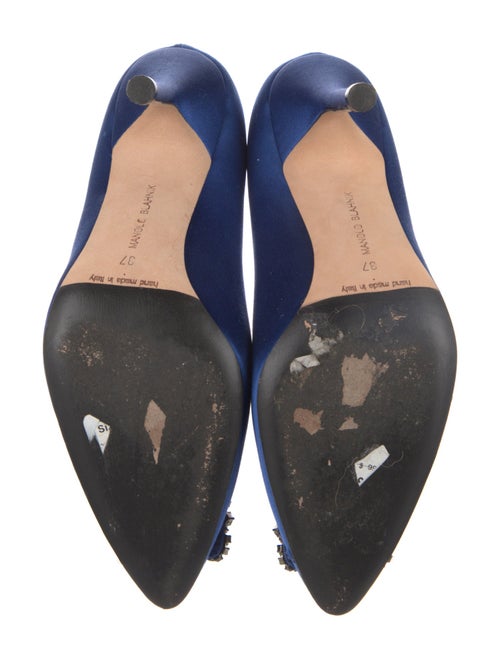Manolo Blahnik Satin Crystal Embellishments Pumps