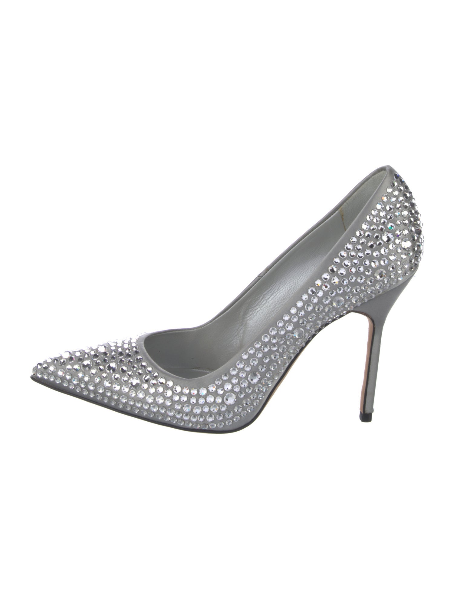 Manolo Blahnik Satin Crystal Embellishments Pumps