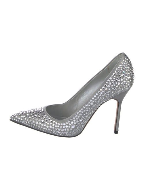 Manolo Blahnik Satin Crystal Embellishments Pumps