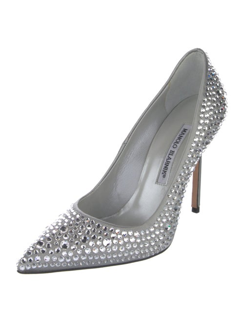 Manolo Blahnik Satin Crystal Embellishments Pumps