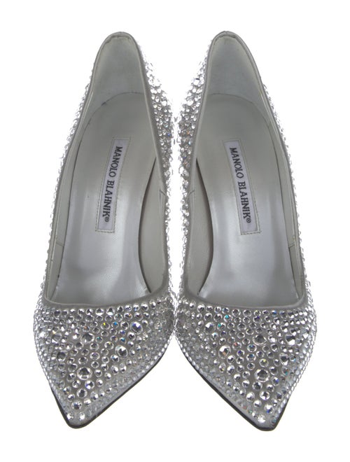 Manolo Blahnik Satin Crystal Embellishments Pumps