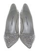 Manolo Blahnik Satin Crystal Embellishments Pumps