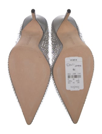 Manolo Blahnik Satin Crystal Embellishments Pumps