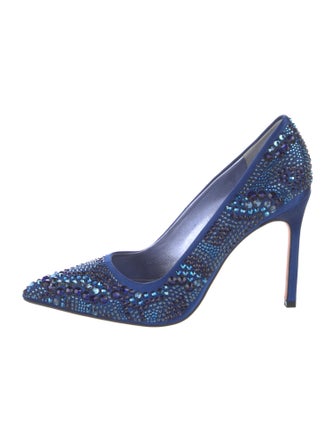 Manolo Blahnik Satin Printed Pumps