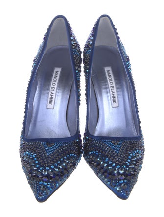 Manolo Blahnik Satin Printed Pumps
