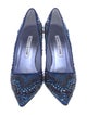 Manolo Blahnik Satin Printed Pumps