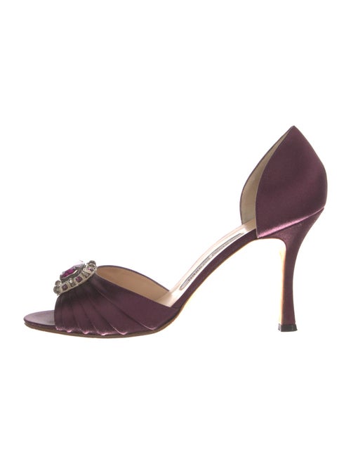 Manolo Blahnik Satin Crystal Embellishments Sandals