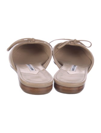 Manolo Blahnik Leather Bow Accents Mules