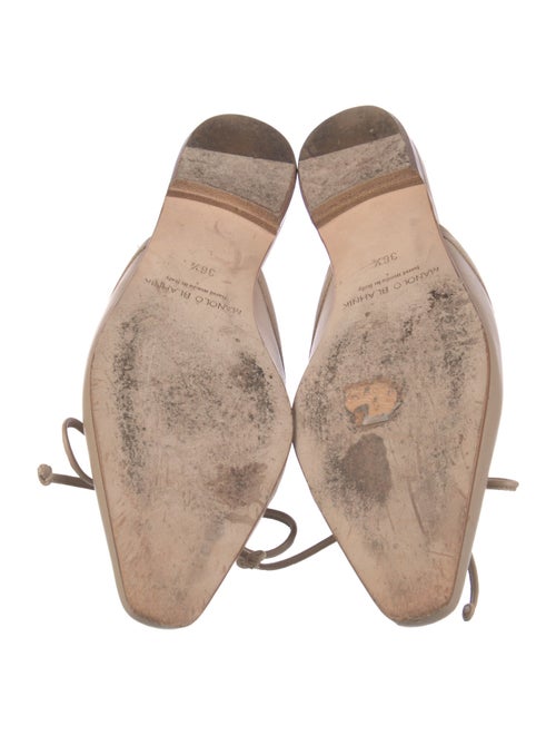 Manolo Blahnik Leather Bow Accents Mules