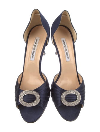 Manolo Blahnik Satin Crystal Embellishments Sandals