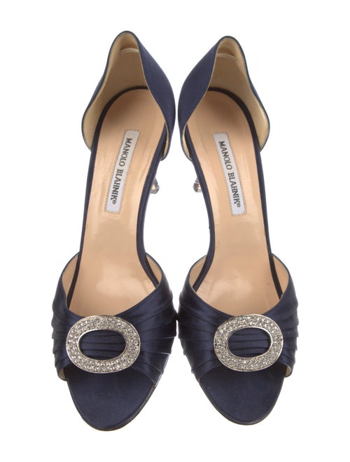 Manolo Blahnik Satin Crystal Embellishments Sandals