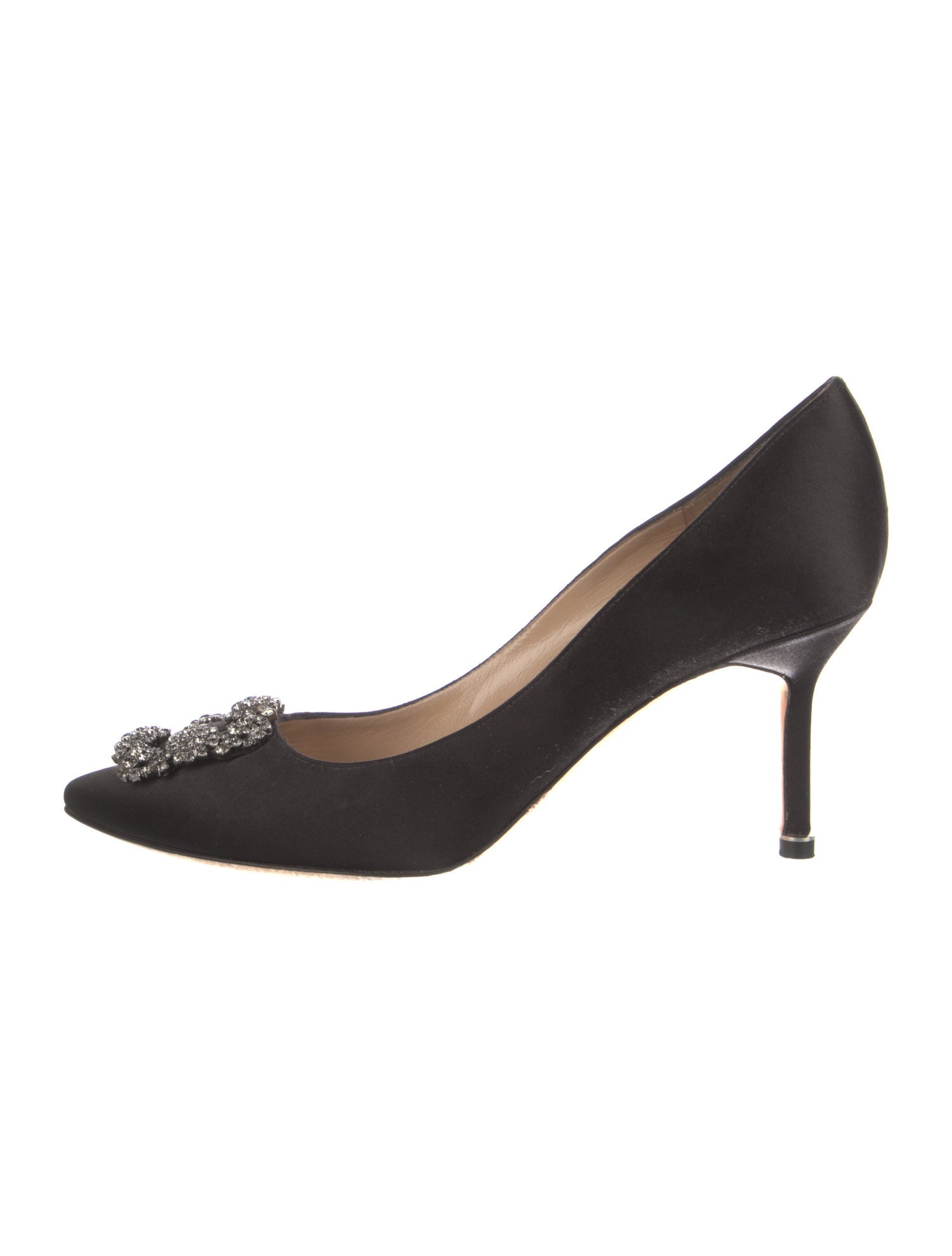 Manolo Blahnik Satin Crystal Embellishments Pumps
