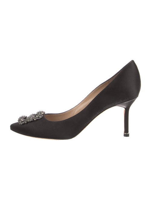Manolo Blahnik Satin Crystal Embellishments Pumps