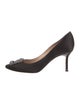 Manolo Blahnik Satin Crystal Embellishments Pumps