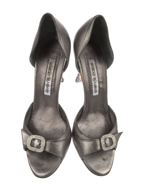 Manolo Blahnik Leather Crystal Embellishments Sandals