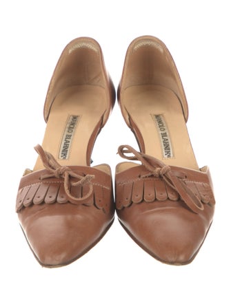 Manolo Blahnik Leather Bow Accents D'Orsay Pumps