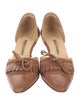 Manolo Blahnik Leather Bow Accents D'Orsay Pumps