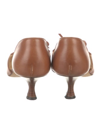 Manolo Blahnik Leather Bow Accents D'Orsay Pumps