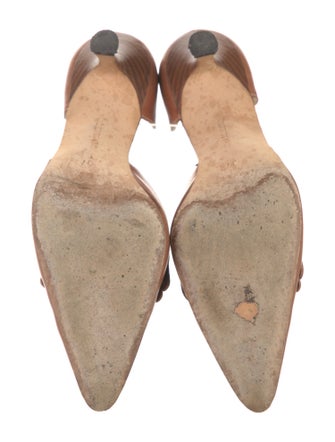 Manolo Blahnik Leather Bow Accents D'Orsay Pumps