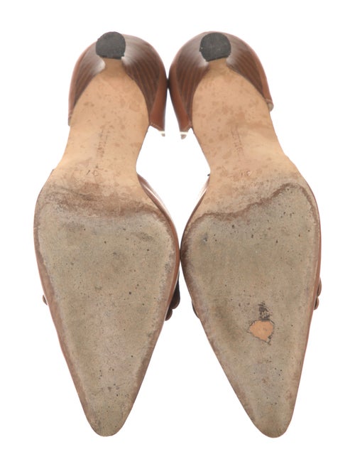 Manolo Blahnik Leather Bow Accents D'Orsay Pumps