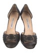 Manolo Blahnik Leather Crystal Embellishments D'Orsay Pumps
