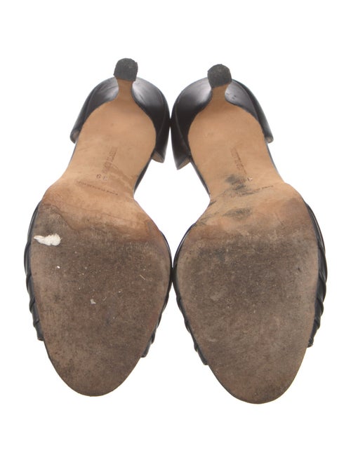 Manolo Blahnik Leather Crystal Embellishments D'Orsay Pumps