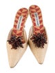 Manolo Blahnik Raffia Beaded Accents Mules