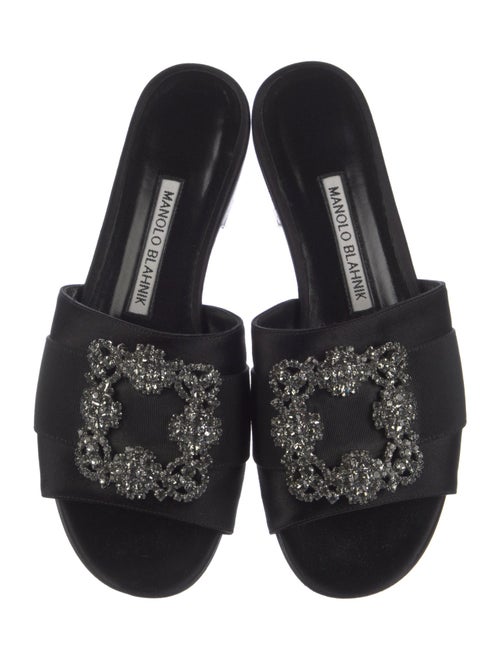 Manolo Blahnik Satin Crystal Embellishments Mules