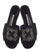 Manolo Blahnik Satin Crystal Embellishments Mules