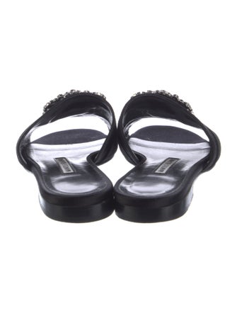 Manolo Blahnik Satin Crystal Embellishments Mules