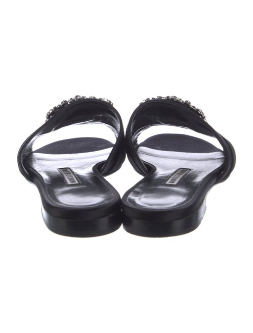 Manolo Blahnik Satin Crystal Embellishments Mules