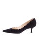 Manolo Blahnik Suede Scalloped Accent Pumps