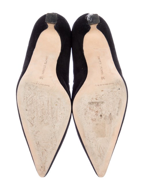 Manolo Blahnik Suede Scalloped Accent Pumps