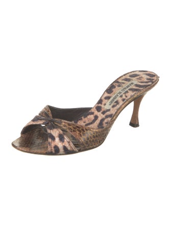 Manolo Blahnik Snakeskin Animal Print Slides