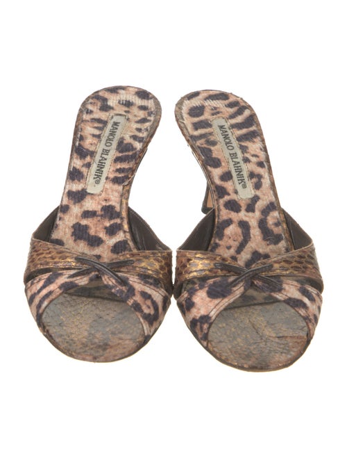 Manolo Blahnik Snakeskin Animal Print Slides