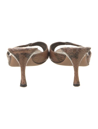 Manolo Blahnik Snakeskin Animal Print Slides