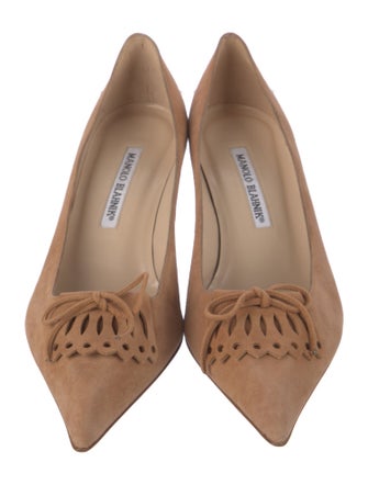 Manolo Blahnik Suede Bow Accents Pumps
