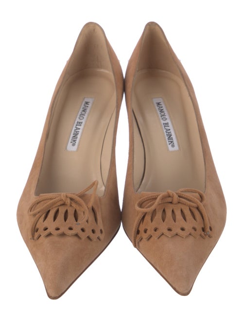 Manolo Blahnik Suede Bow Accents Pumps