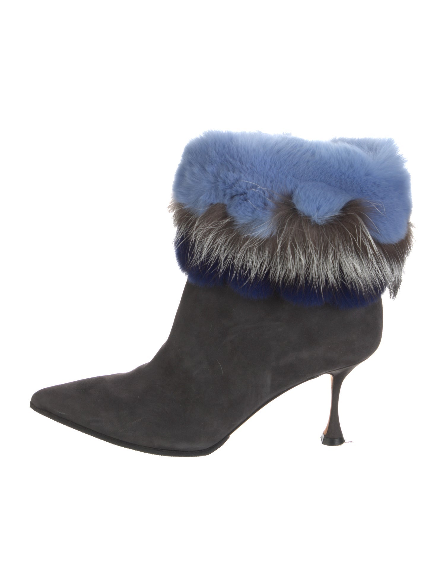 Manolo Blahnik Suede Colorblock Pattern Boots