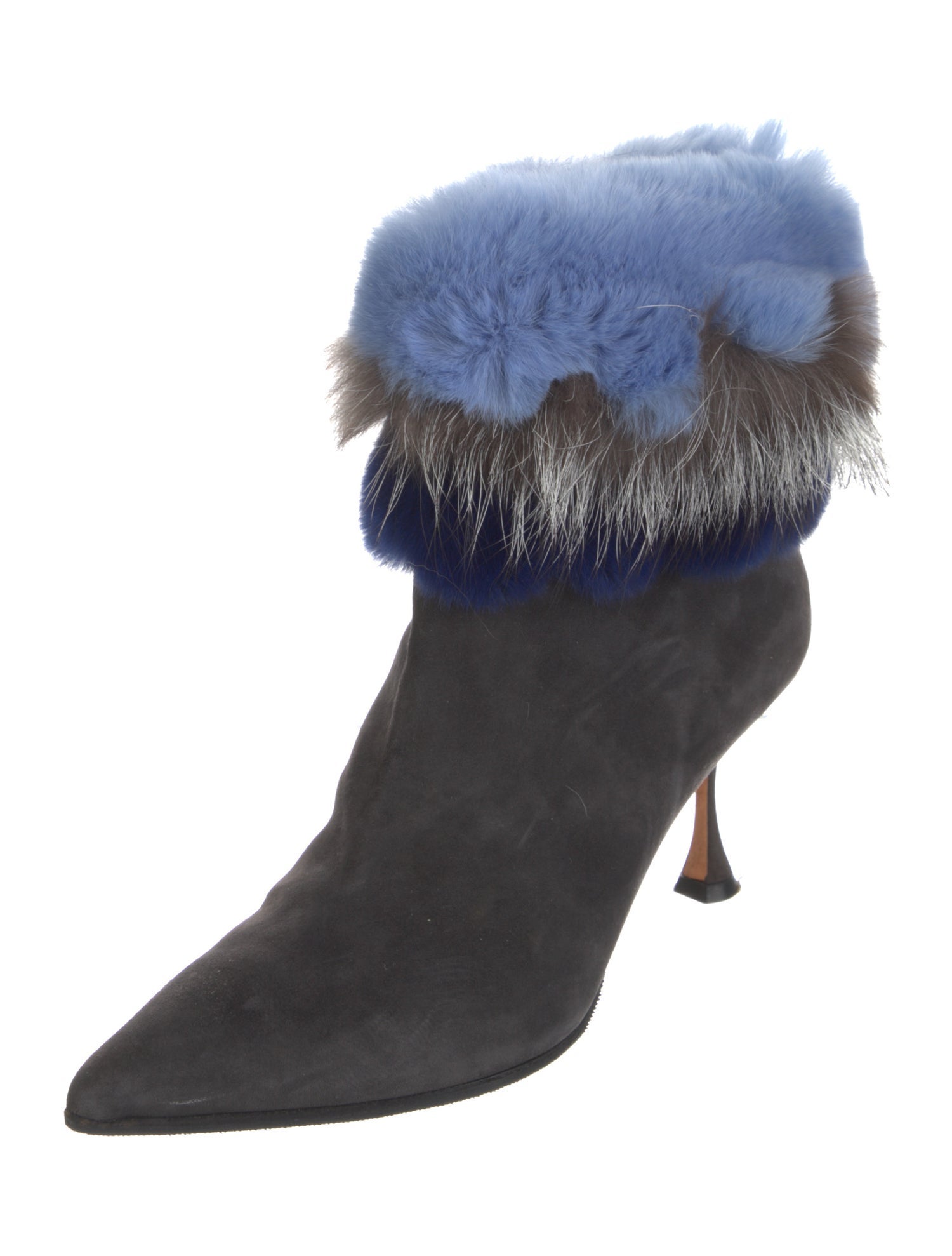 Manolo Blahnik Suede Colorblock Pattern Boots