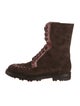 Manolo Blahnik Suede Lace-Up Boots