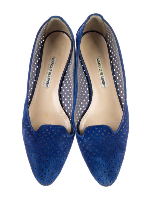 Manolo Blahnik Suede Lasercut Accents Flats