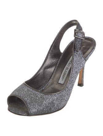 Manolo Blahnik Glitter Slingback Sandals