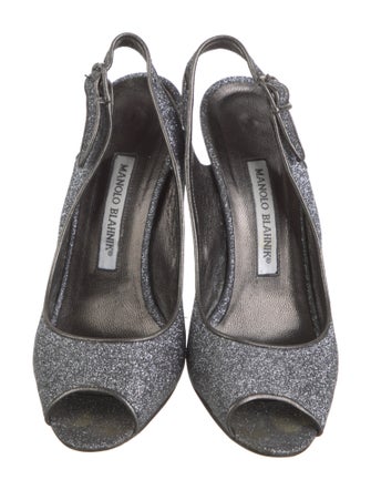 Manolo Blahnik Glitter Slingback Sandals
