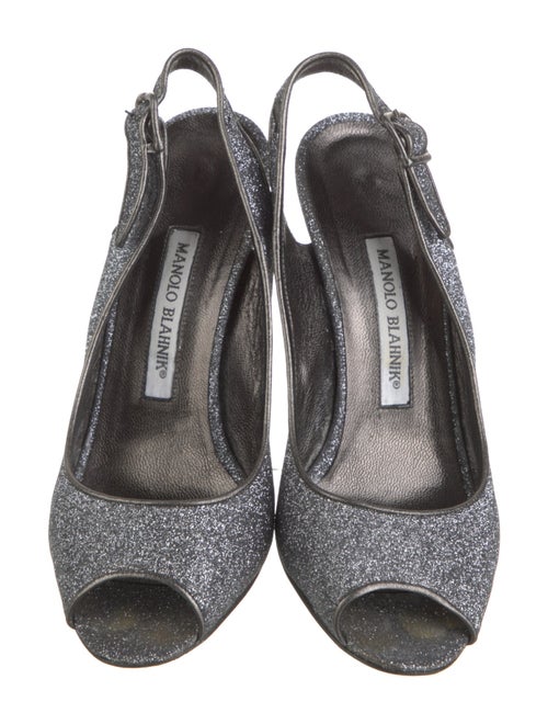 Manolo Blahnik Glitter Slingback Sandals