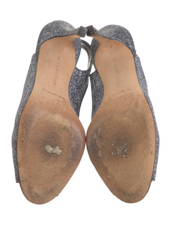 Manolo Blahnik Glitter Slingback Sandals