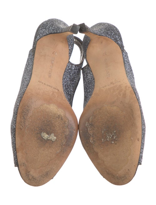 Manolo Blahnik Glitter Slingback Sandals