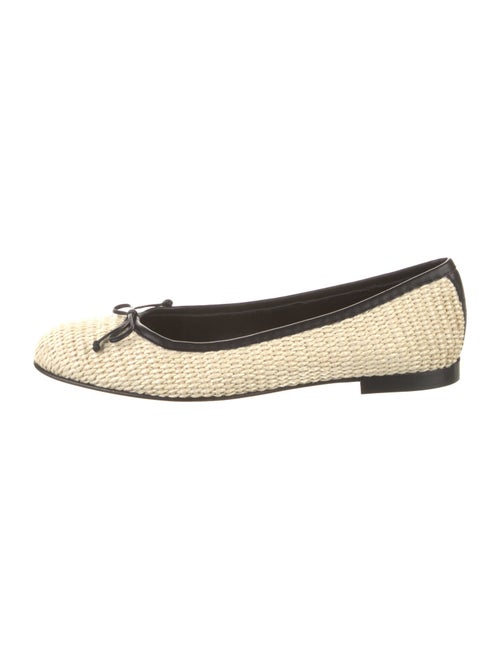 Manolo Blahnik Straw Colorblock Pattern Ballet Flats